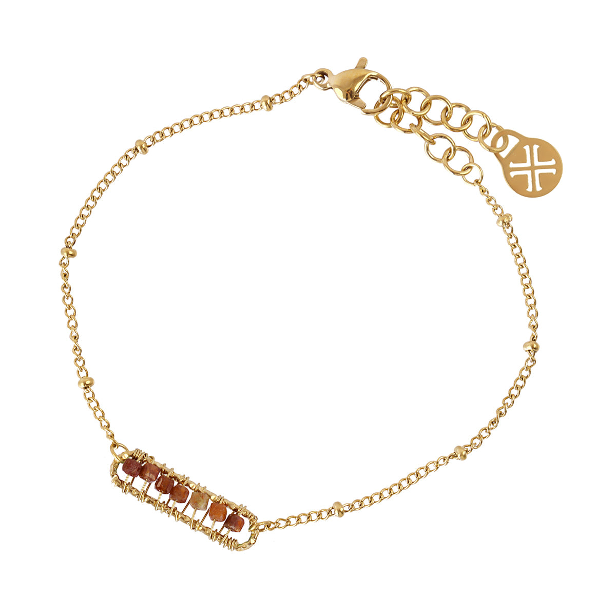 Pulsera Spirit cadena fina cuentas de cristales Café Anartxy