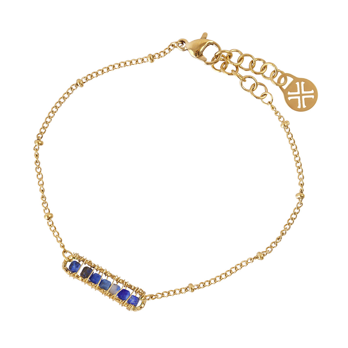 Pulsera Spirit cadena fina cuentas de cristales Azul Anartxy