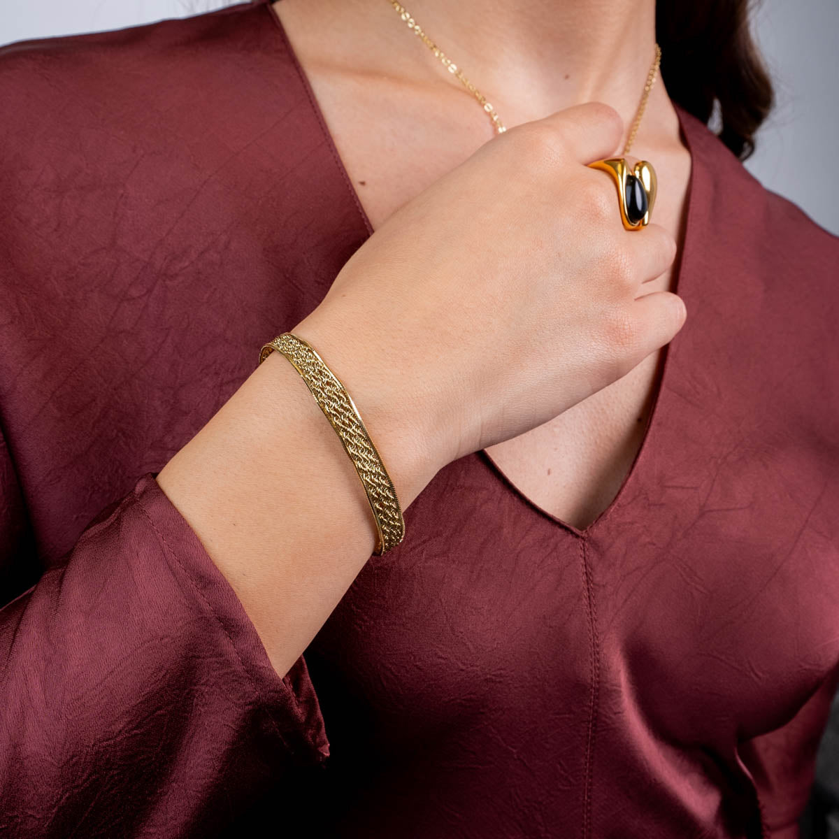 Pulsera multicadena trenzada Dorado Anartxy