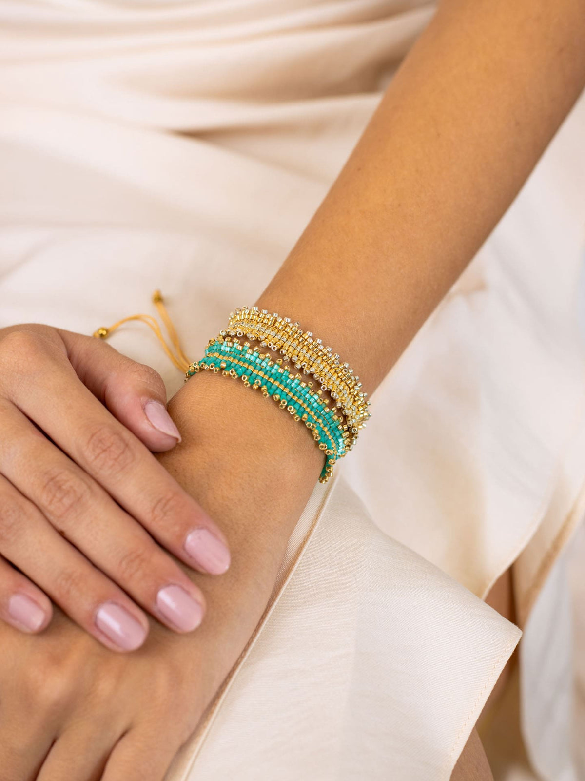 Pulsera ajustable Miyuki banda Turquesa Anartxy