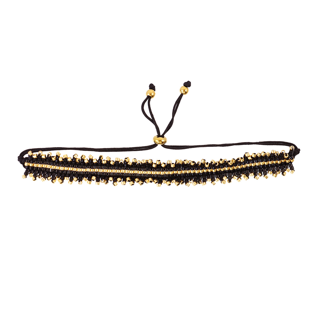 Pulsera ajustable Miyuki banda Negro Anartxy