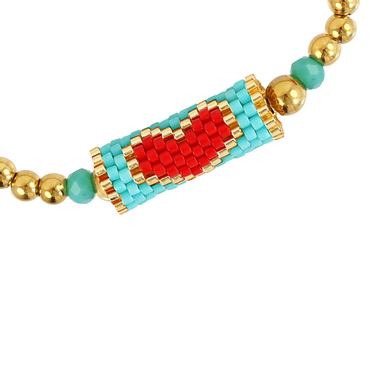 Pulsera elástica Miyuki corazón Turquesa Anartxy