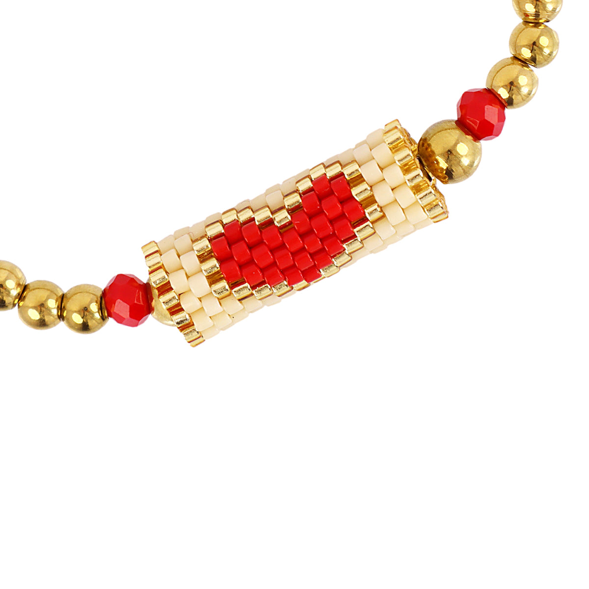 Pulsera elástica Miyuki corazón Beige Anartxy