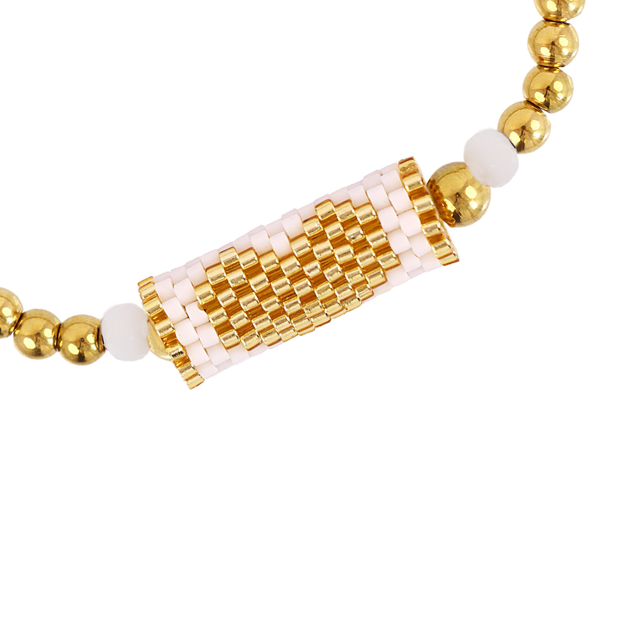 Pulsera elástica Miyuki corazón Blanco Anartxy