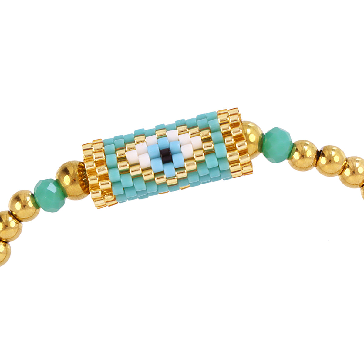 Pulsera elástica Miyuki ojo Turquesa Anartxy