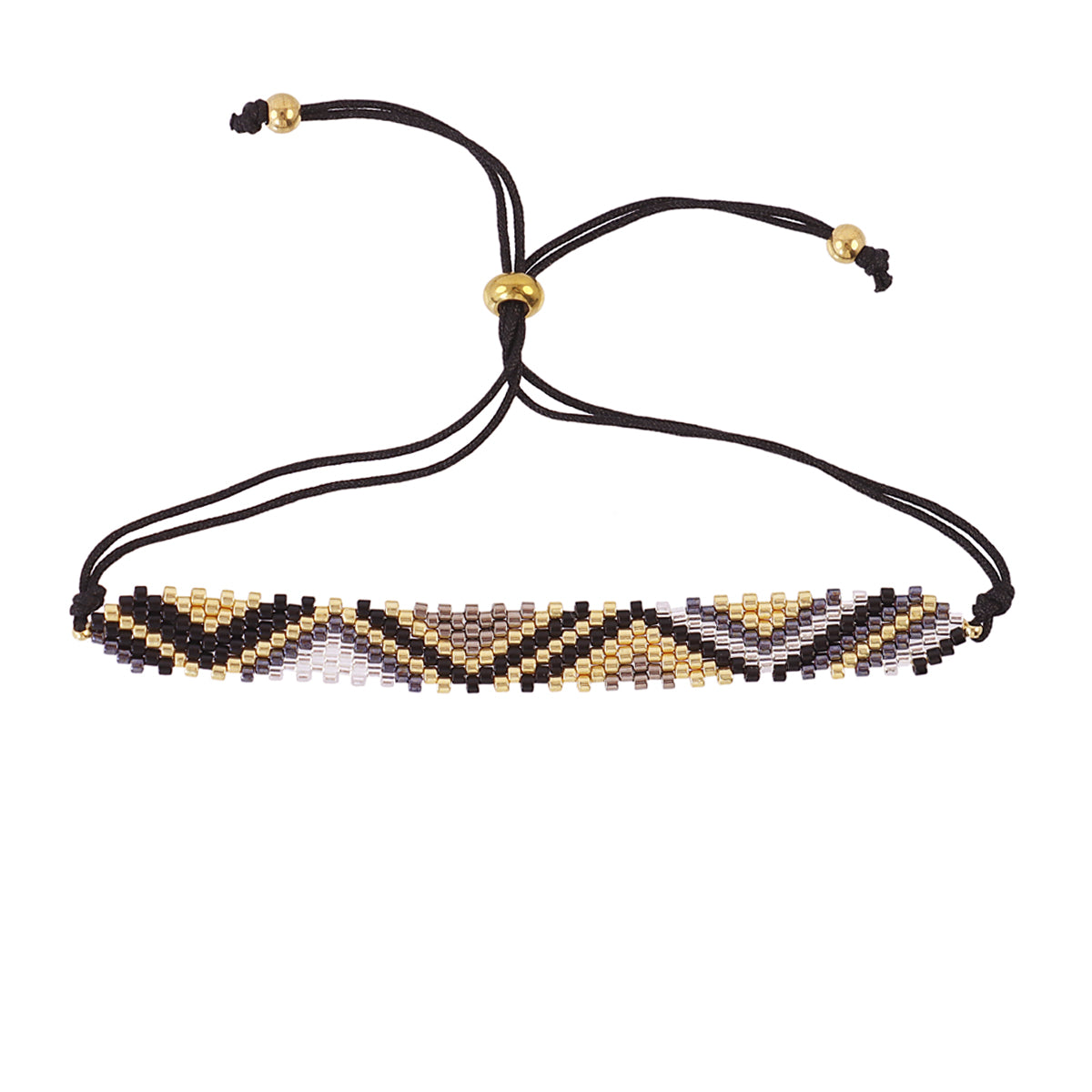 Pulsera ajustable Miyuki zigzag Negro Anartxy