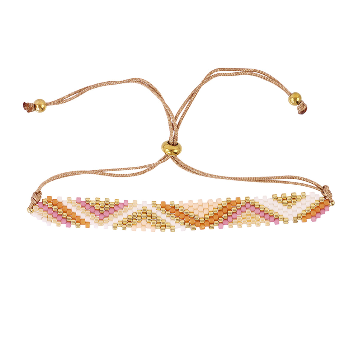 Pulsera ajustable Miyuki zigzag Rosa Anartxy
