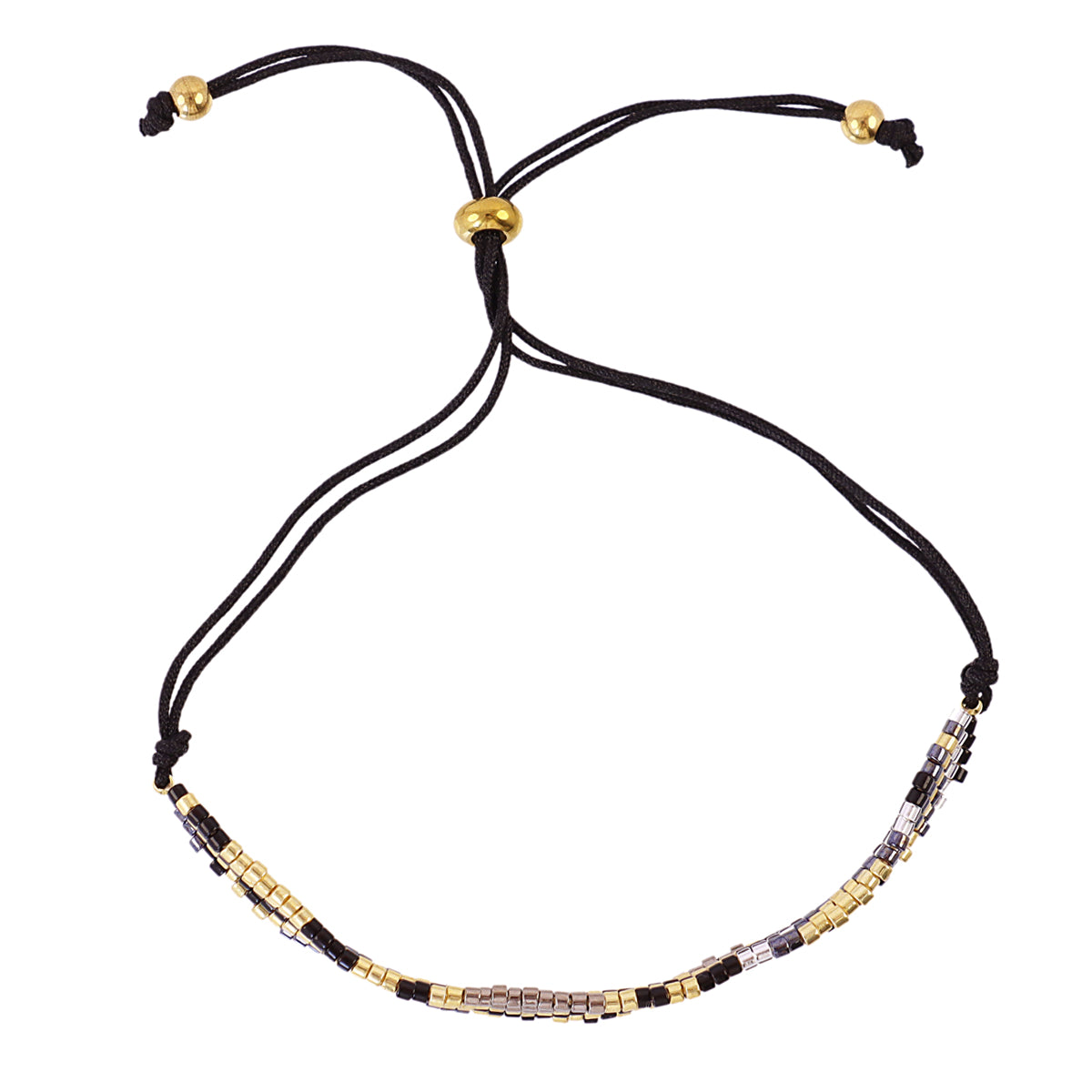 Pulsera ajustable Miyuki zigzag Negro Anartxy