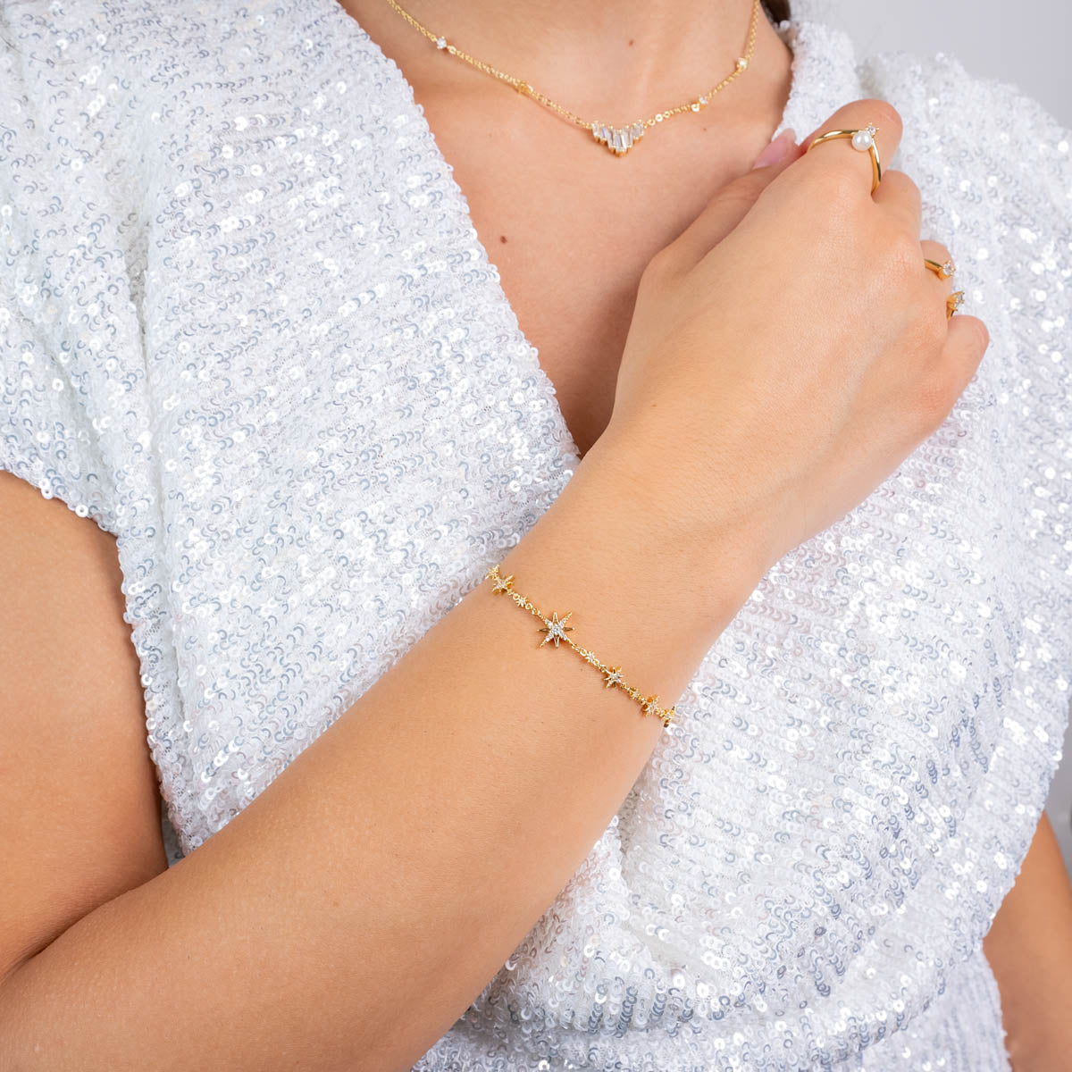 Pulsera Alma estrellas circonitas Dorado Anartxy