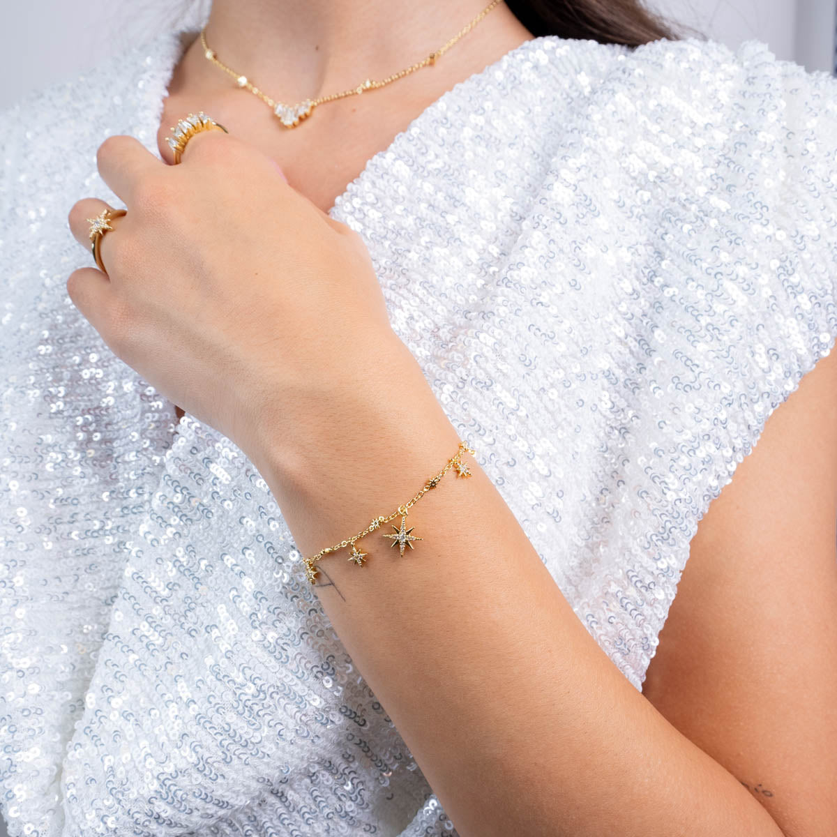 Pulsera Alma estrellas Dorado Anartxy