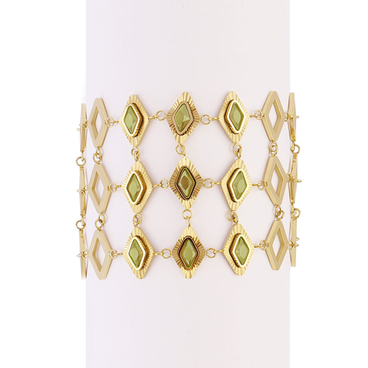 Pulsera Prisma malla rombo Verde Anartxy