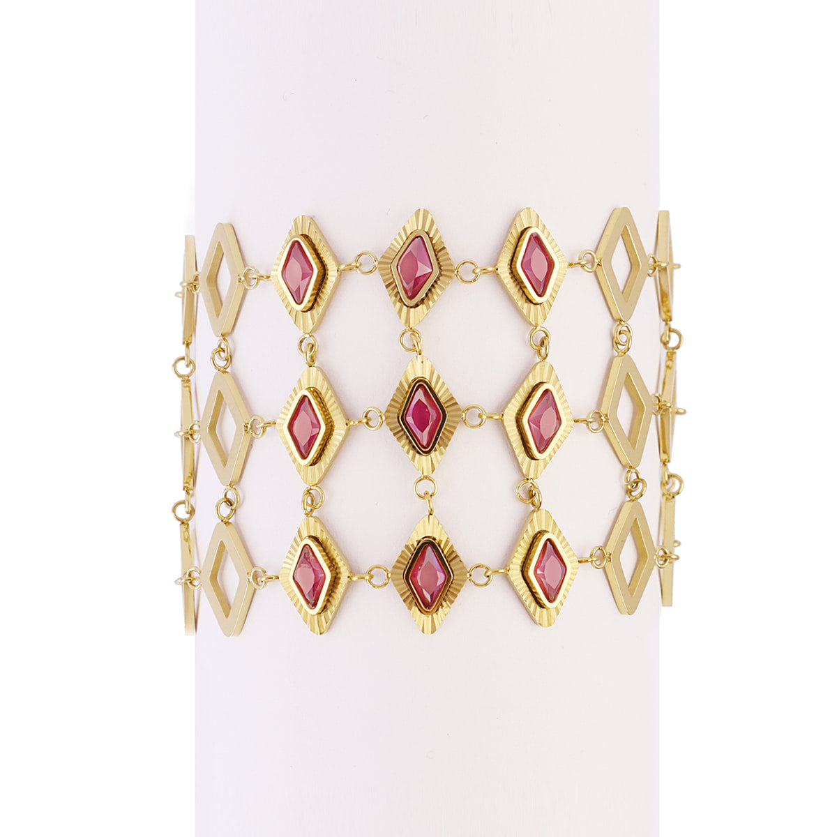 Pulsera Prisma malla rombo Rosa Anartxy