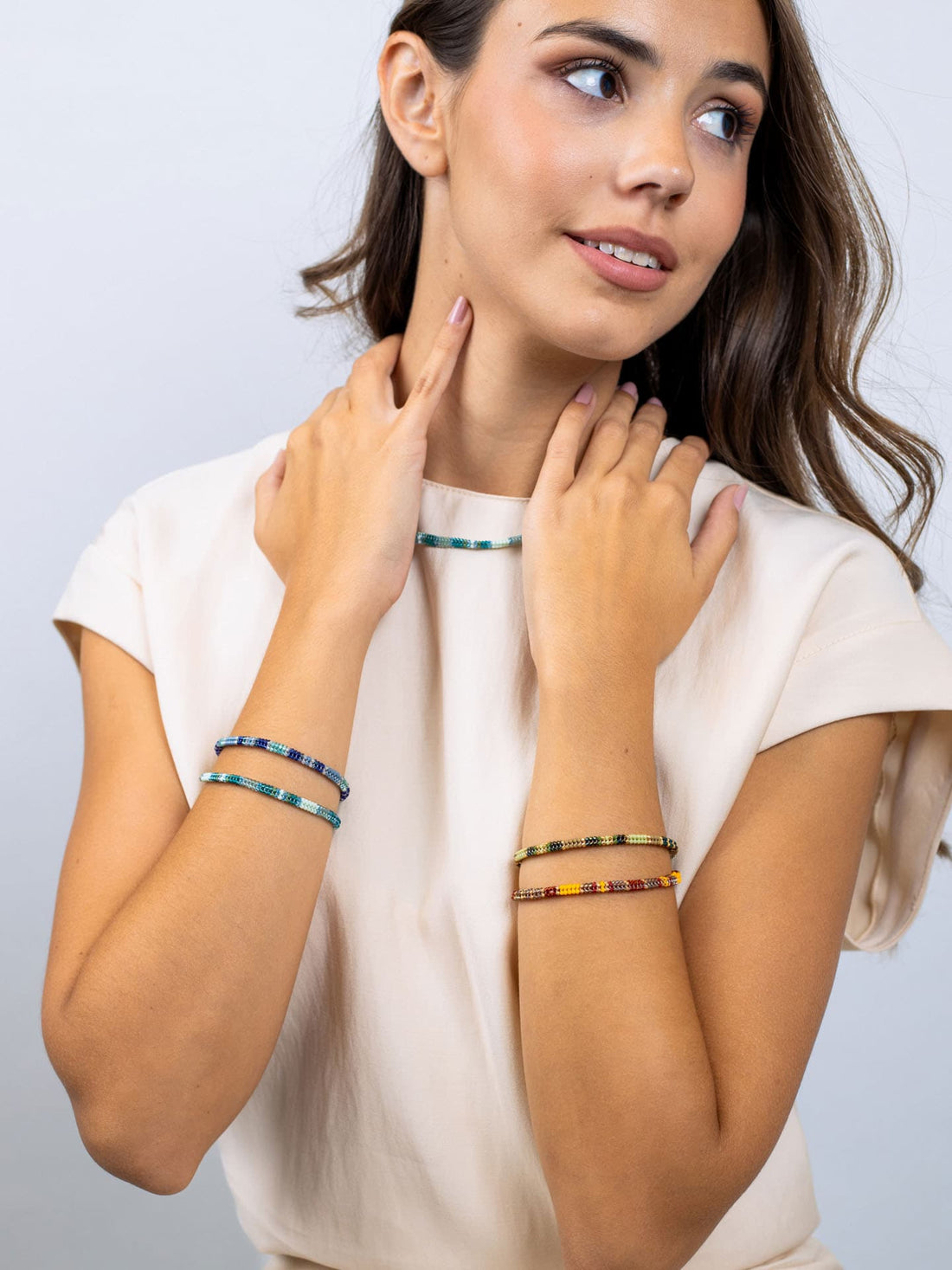 Pulsera extensible Miyuki geométrica multicolor Turquesa Anartxy