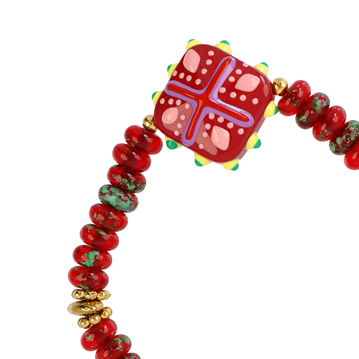 Pulsera Trencadis mosaic roja Dorado Anartxy