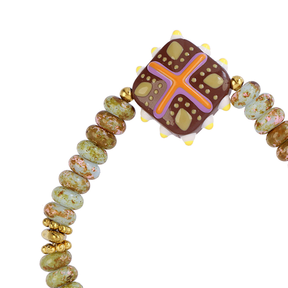 Pulsera Trencadis mosaic verde agua Dorado Anartxy