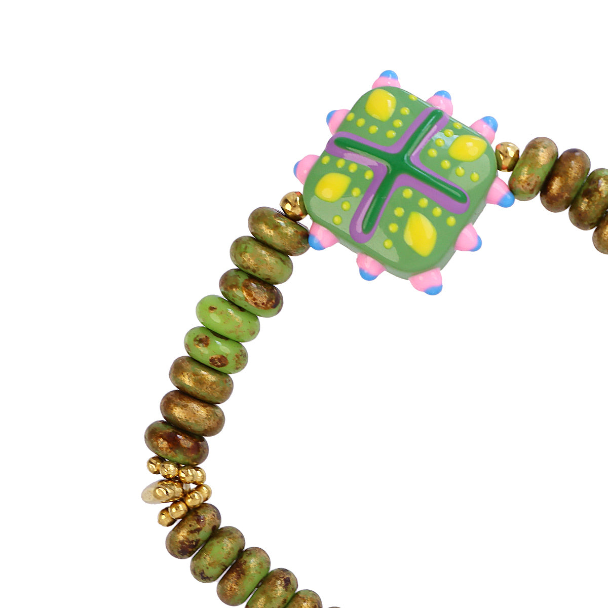 Pulsera Trencadis mosaic verde lima Dorado Anartxy
