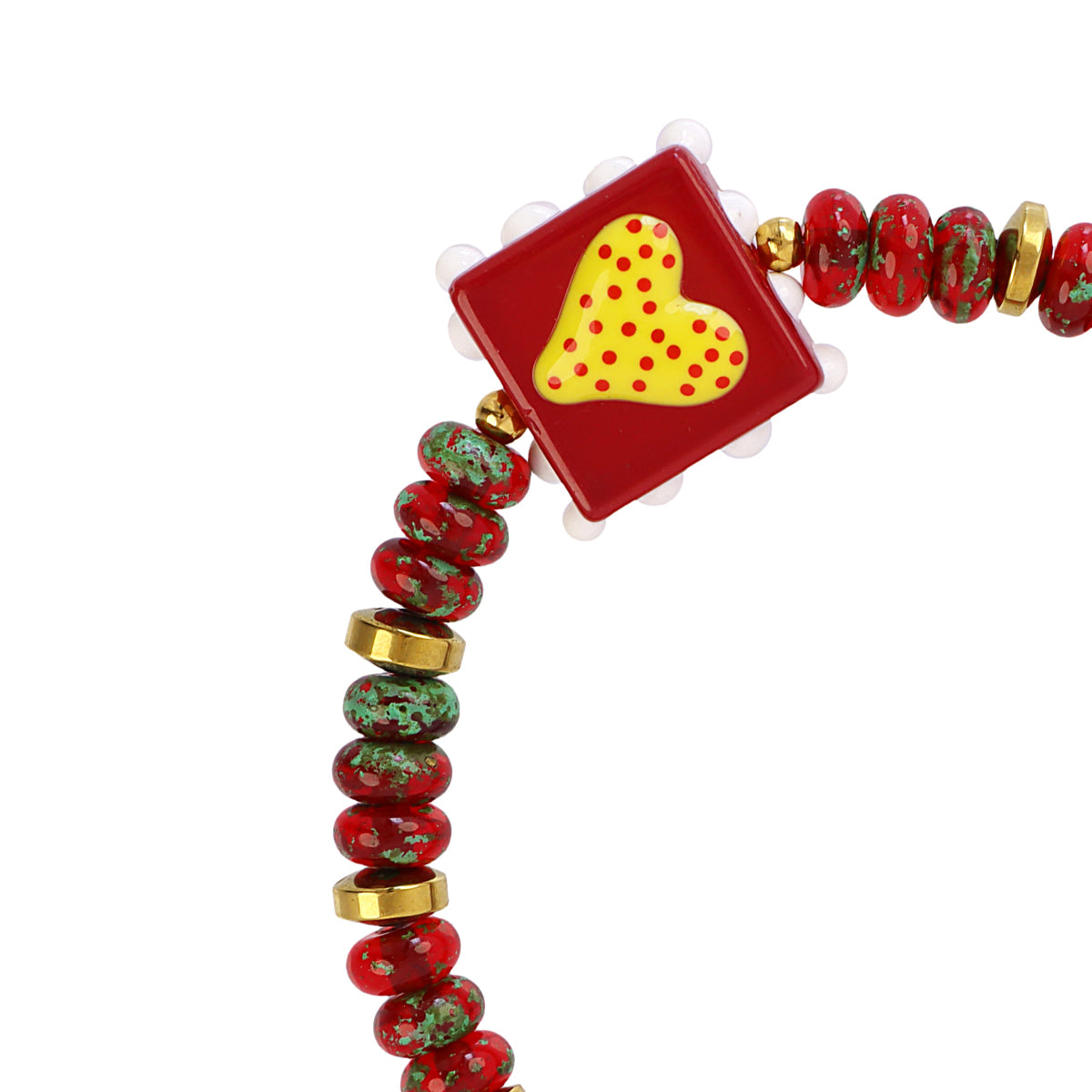 Pulsera elástica Trencadis corazón roja Dorado Anartxy