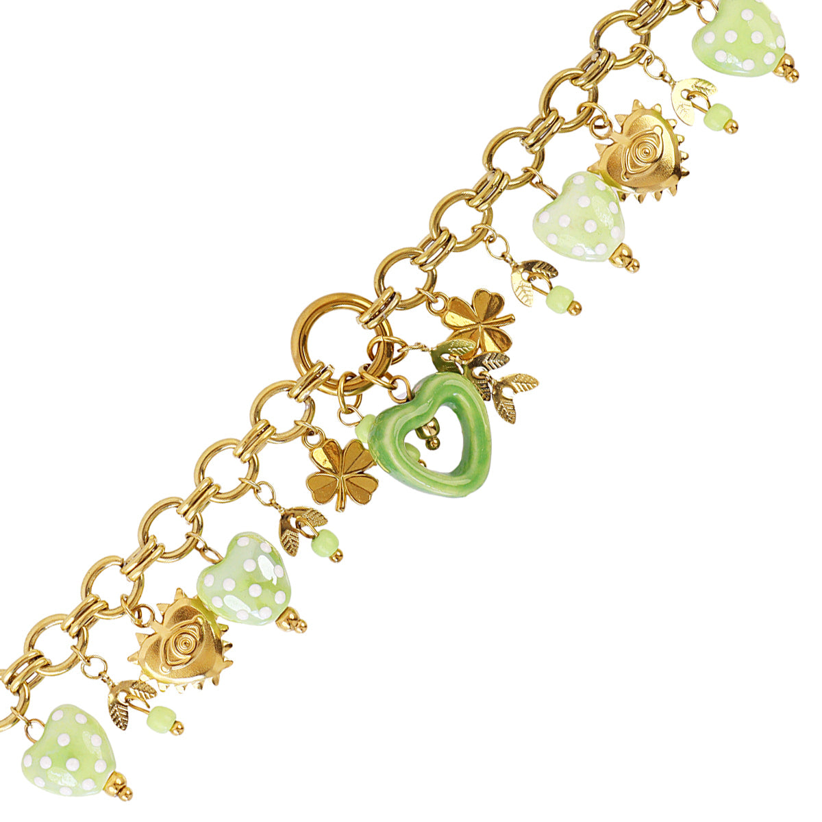 Pulsera Trencadis cadena charms verdes Dorado Anartxy