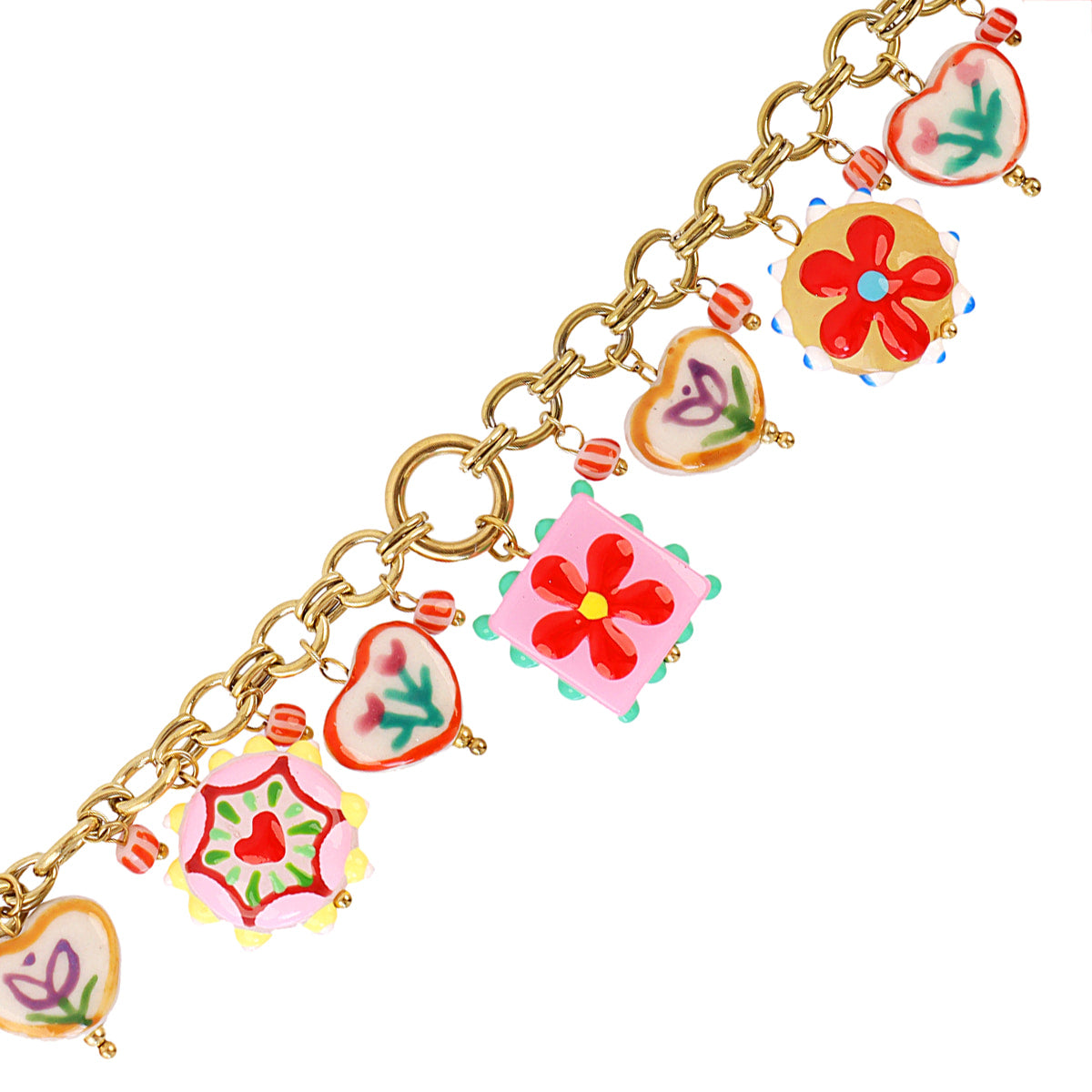Pulsera Trencadis cadena charms multicolor Dorado Anartxy
