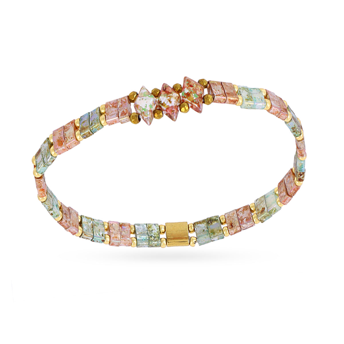 Pulsera Miyuki multicolor geométrica Rosa Anartxy