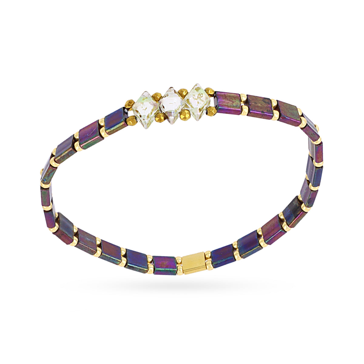 Pulsera Miyuki multicolor geométrica Café Anartxy