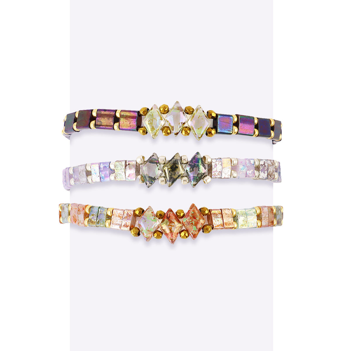 Pulsera Miyuki multicolor geométrica Rosa Anartxy