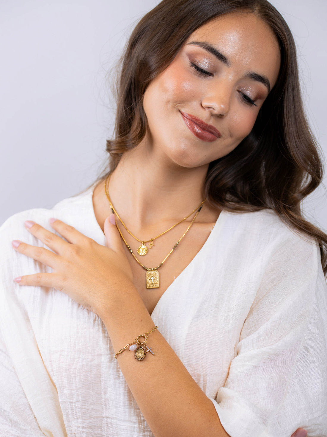 Pulsera Astros virgen rosa Dorado Anartxy