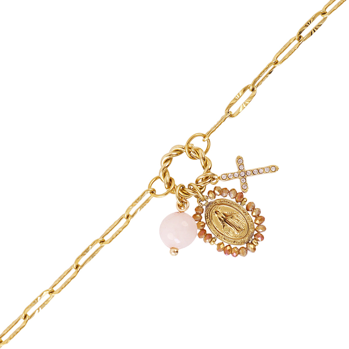 Pulsera Astros virgen rosa Dorado Anartxy