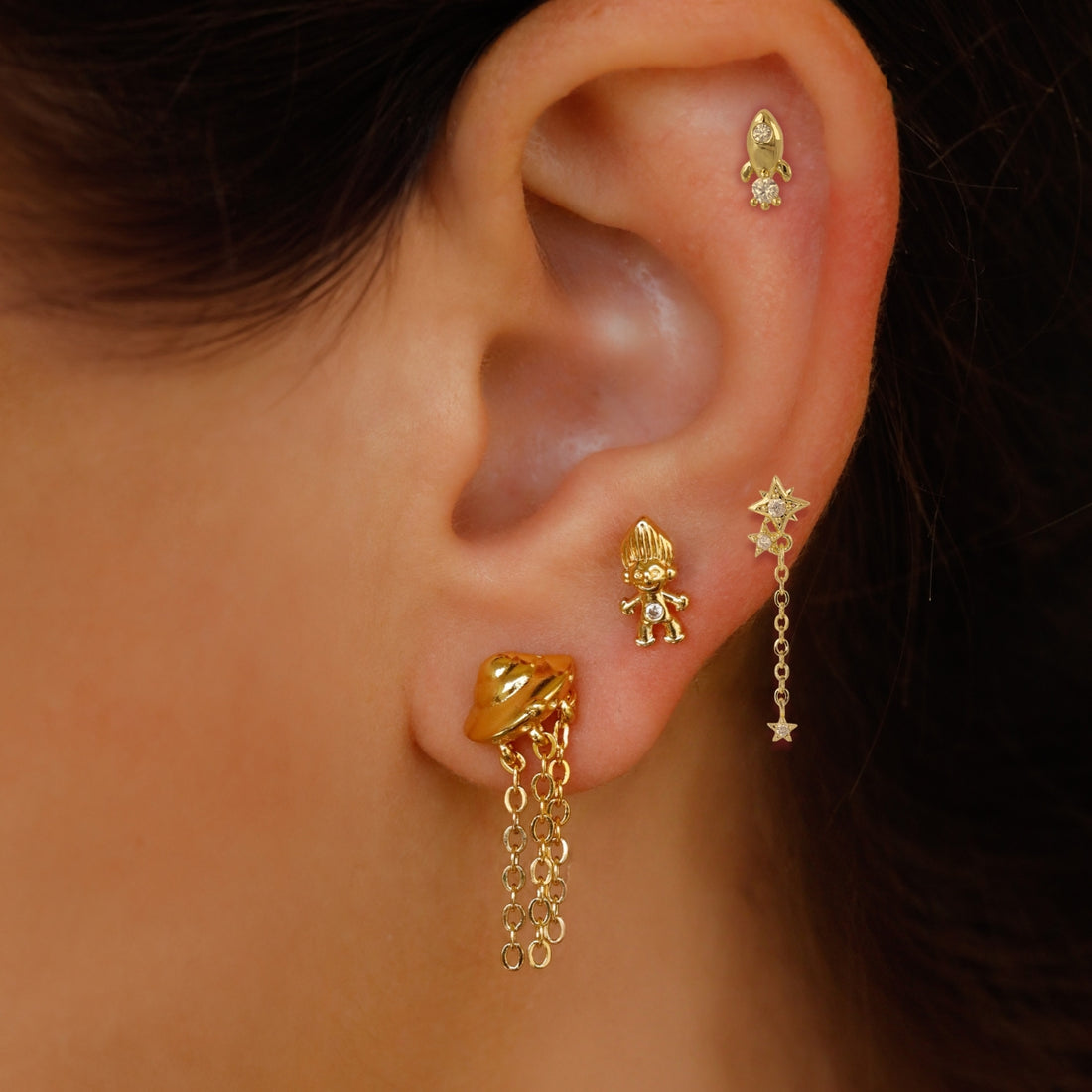 Conjunto Piercings Dangle, Jet, Saucer, Troll Anartxy