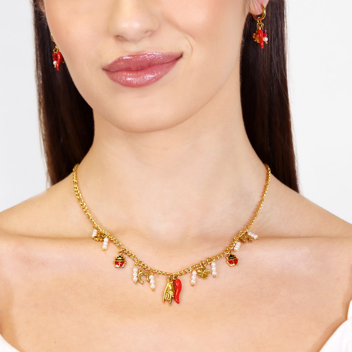 Collar Cornicello Horseshoe Rojo Anartxy