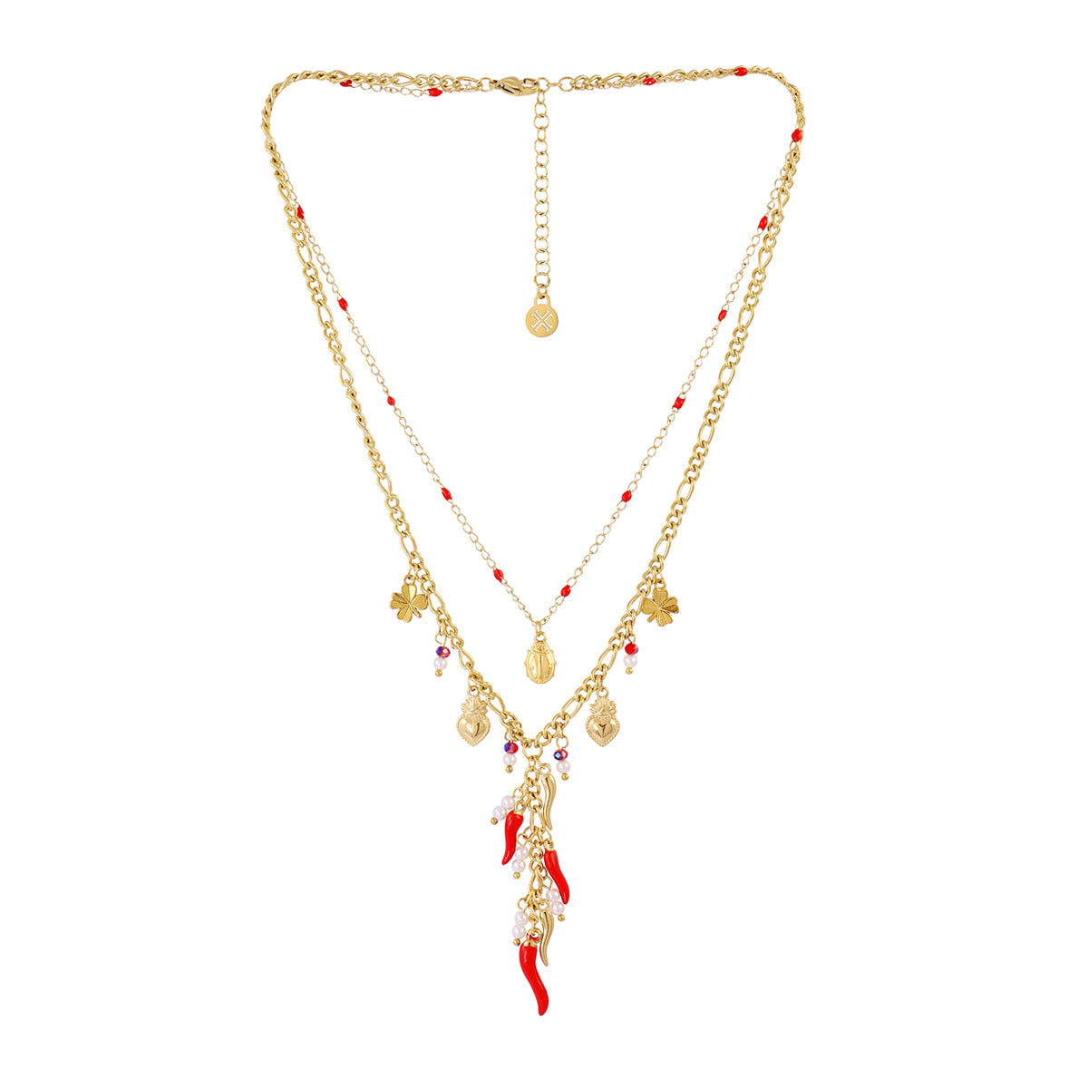 Collar Cornicello Clover Rojo Anartxy