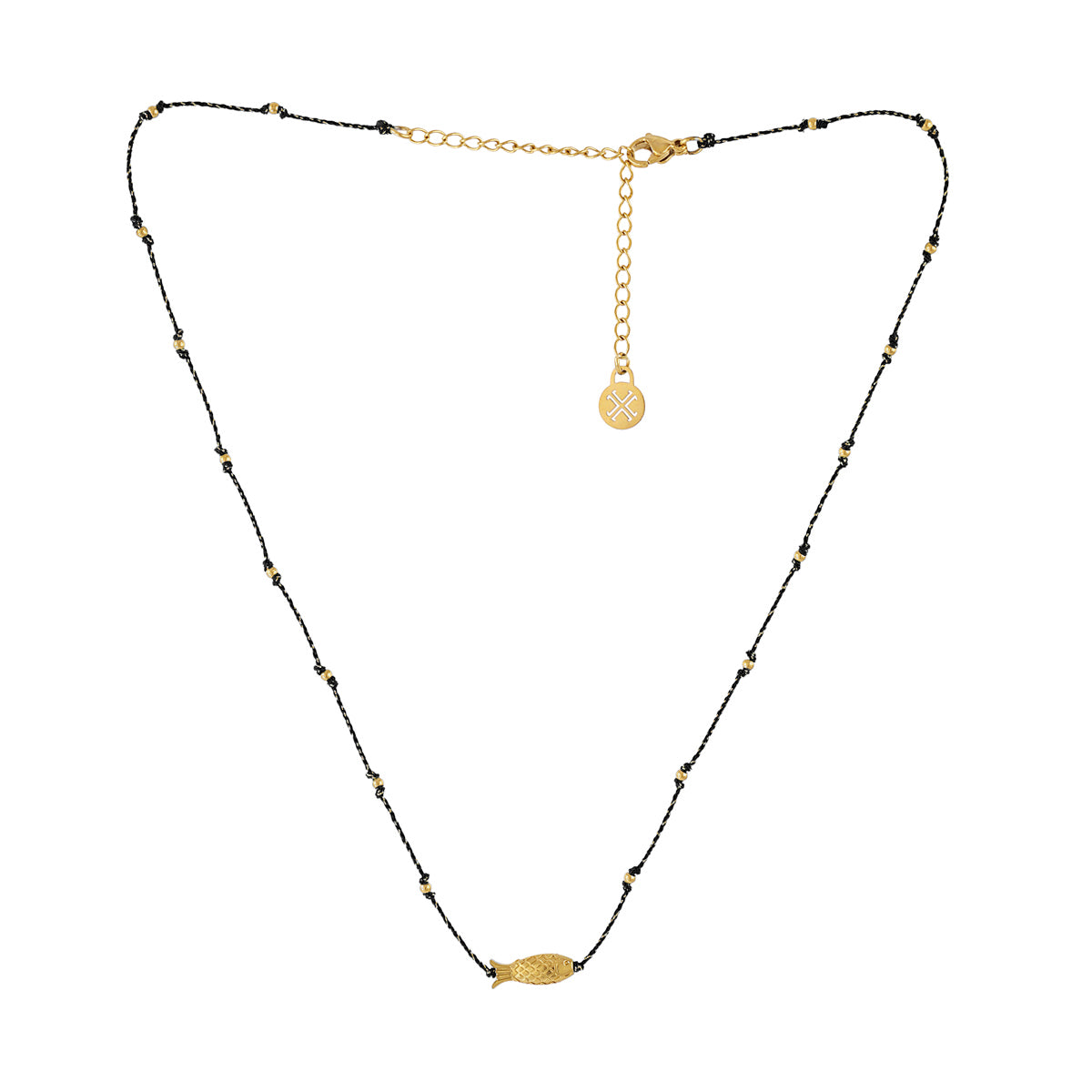 Collar fino Spirit hilo multicolor pez dorado Negro Anartxy