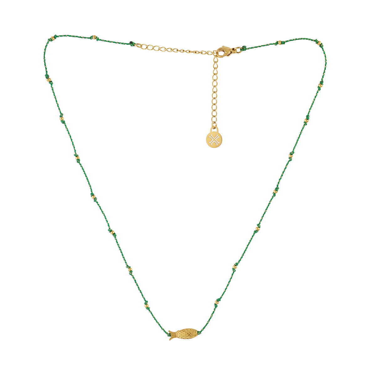 Collar fino Spirit hilo multicolor pez dorado Verde Anartxy
