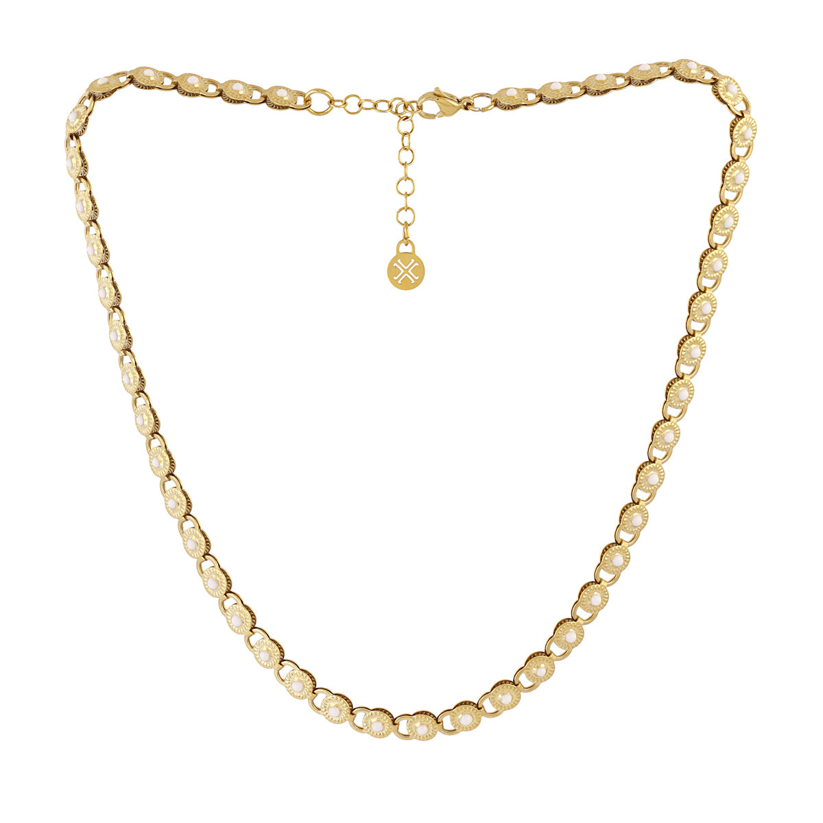 Collar dorado Spirit medallones esmaltados Blanco Anartxy
