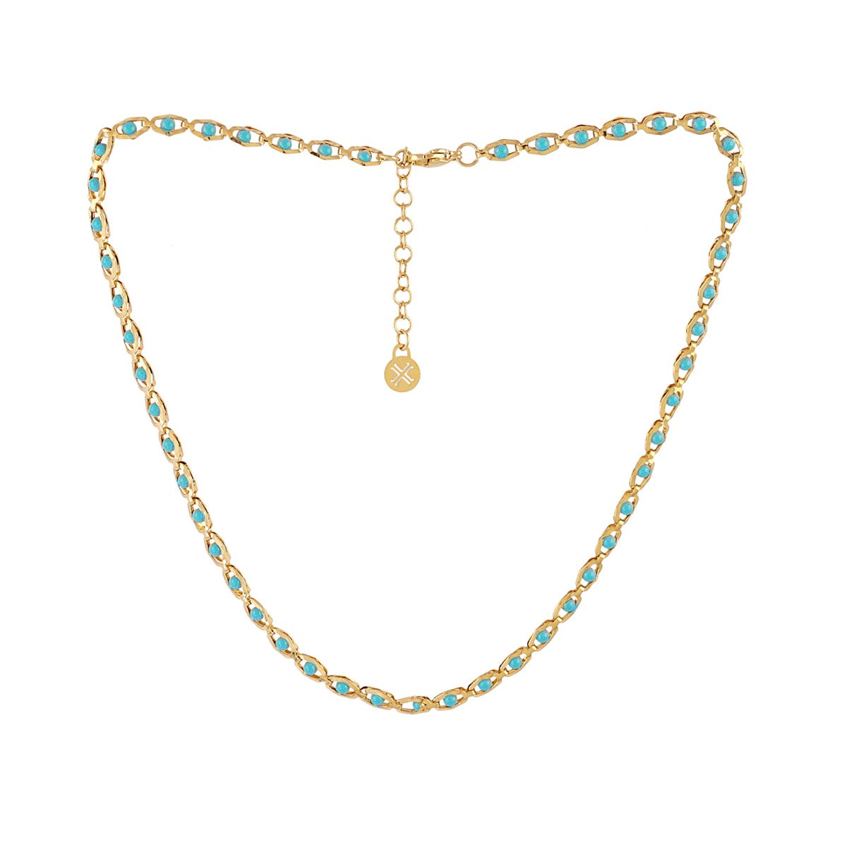 Collar dorado Spirit eslabones ojo esmaltado Turquesa Anartxy