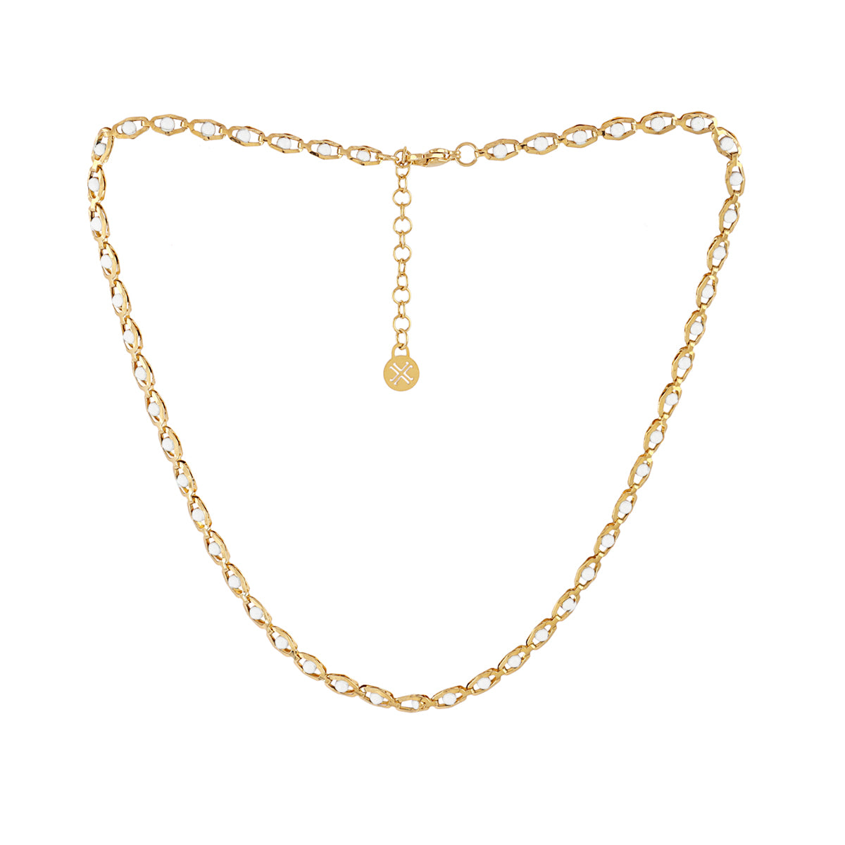 Collar dorado Spirit eslabones ojo esmaltado Blanco Anartxy