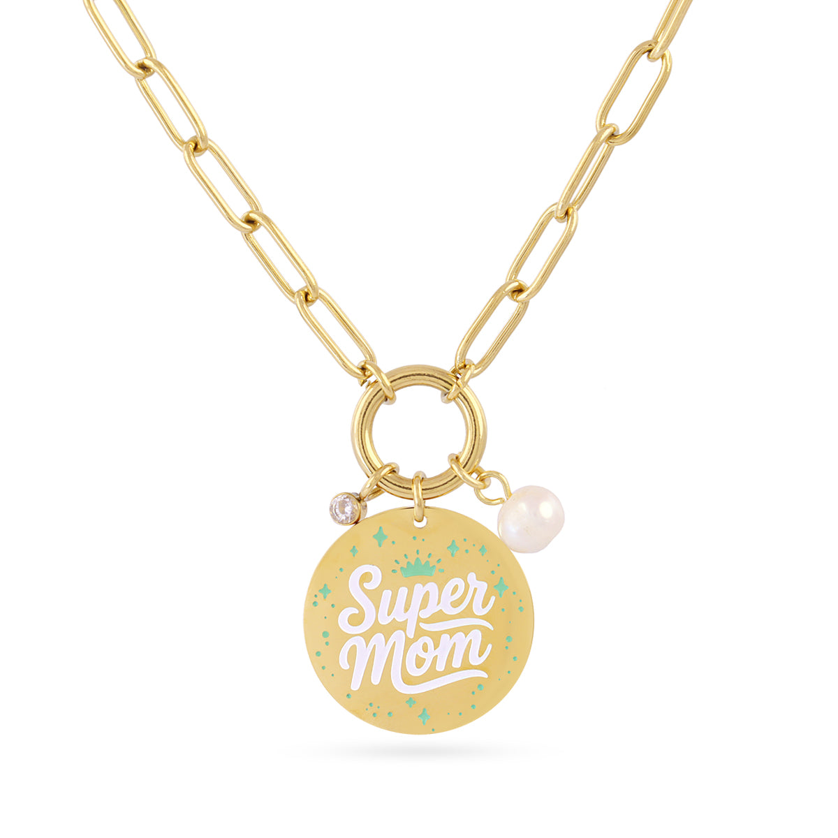 Collar Madre Eternal B - Super Mom Dorado Anartxy