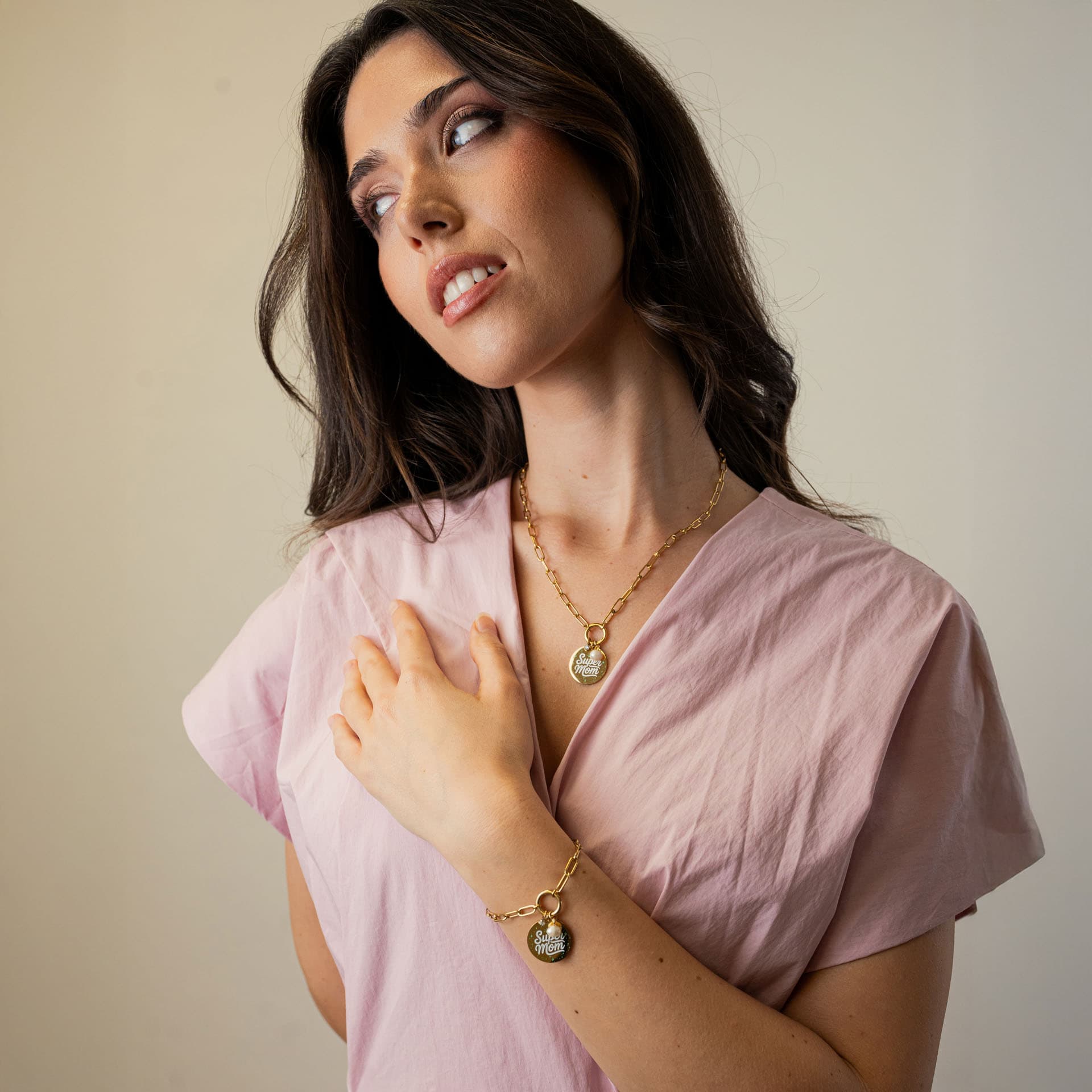 Collar Madre Eternal B - Super Mom Dorado Anartxy