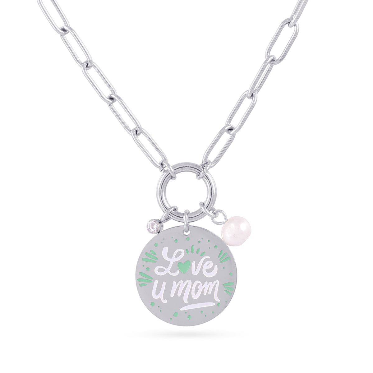 Collar Madre Eternal C - Love U Mom Plateado Anartxy