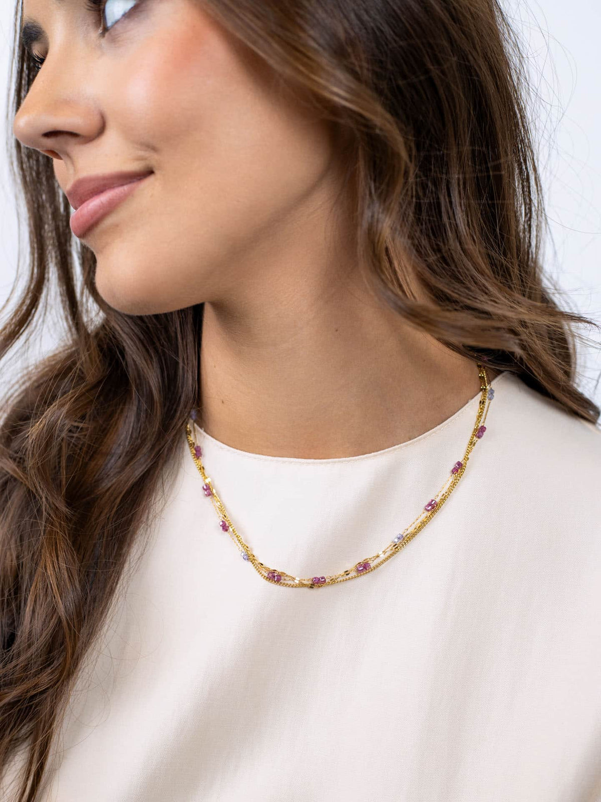 Collar Spirit piedras muticolor Morado Anartxy