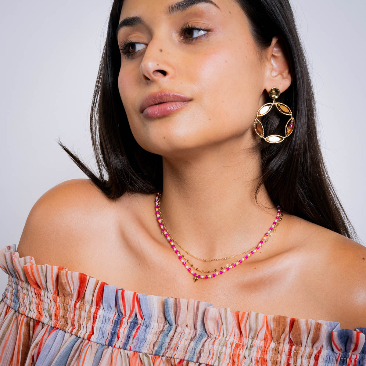 Collar Spirit multicadenas finas Rosa Anartxy