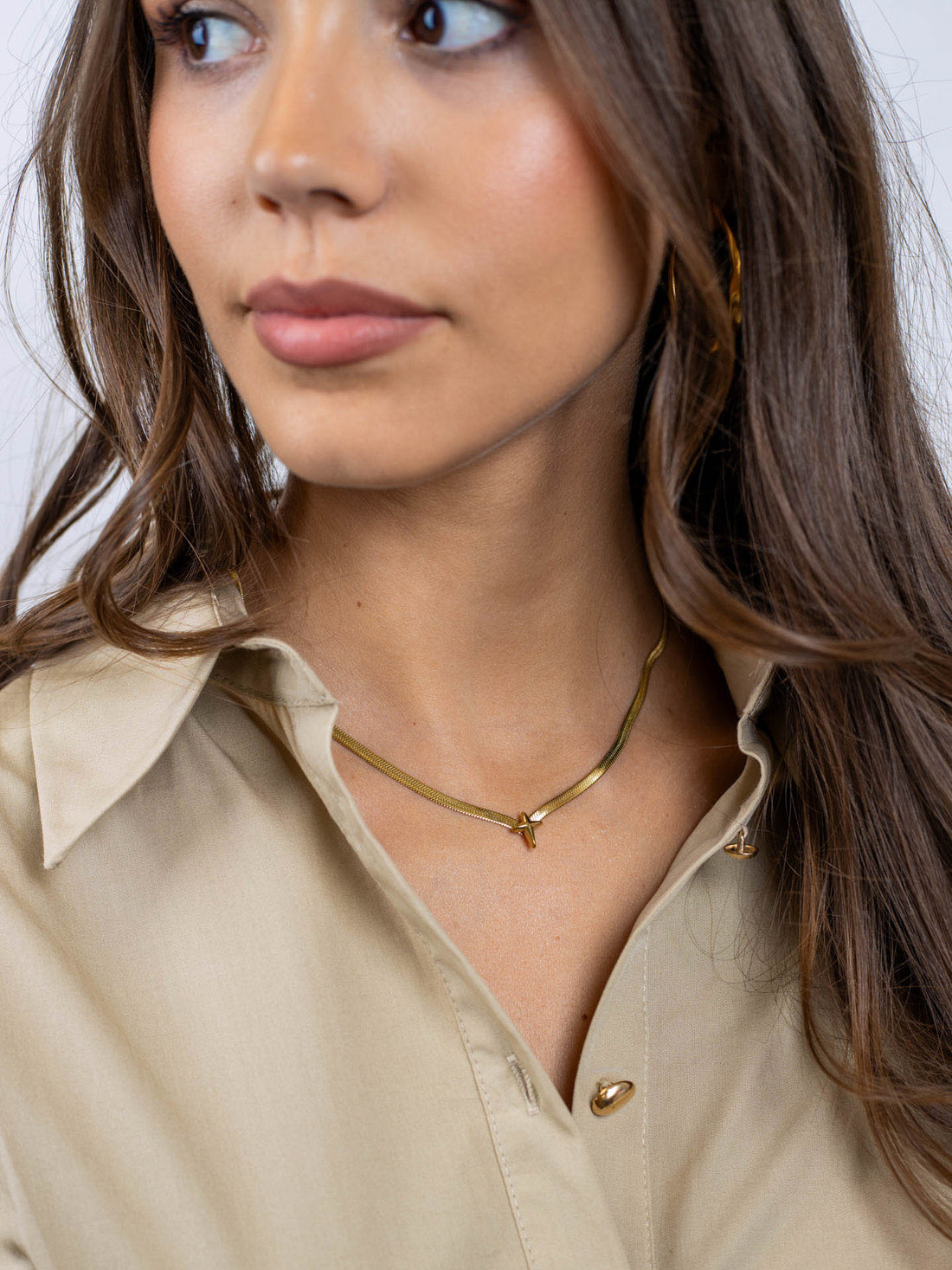 Collar Essentials cadena plana punta Dorado Anartxy