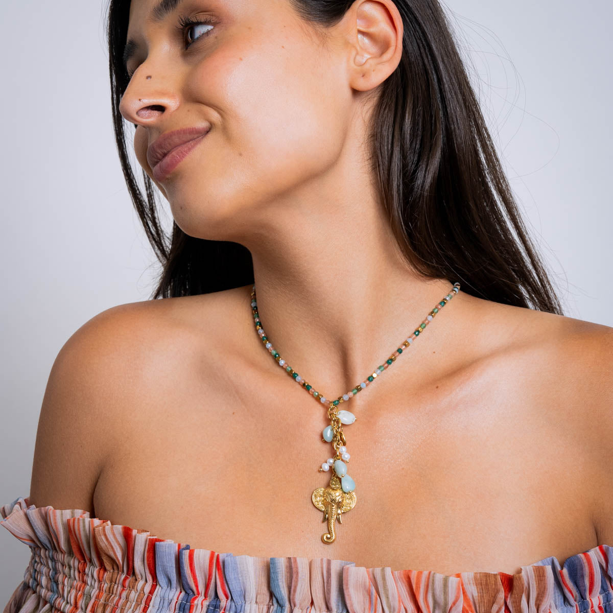 Collar Astros multicolor elefante Verde Anartxy