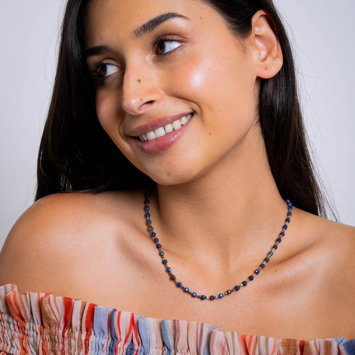 Collar extensible Spirit con piedras facetadas Azul Anartxy