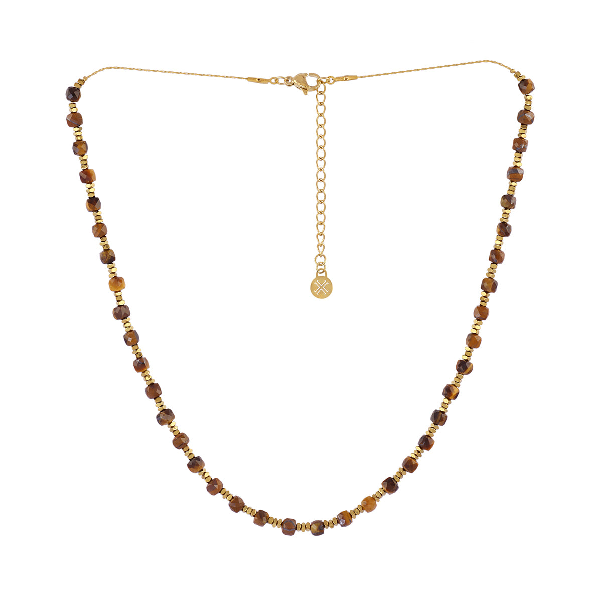 Collar extensible Spirit con piedras facetadas Café Anartxy