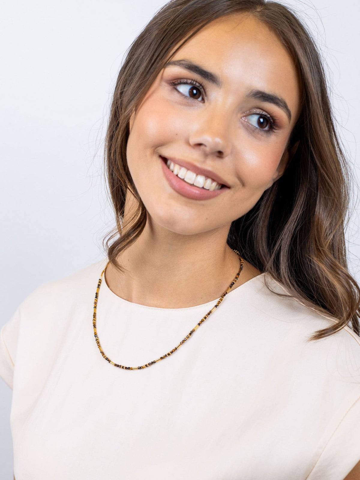 Collar extensible Spirit tubos dorados Café Anartxy