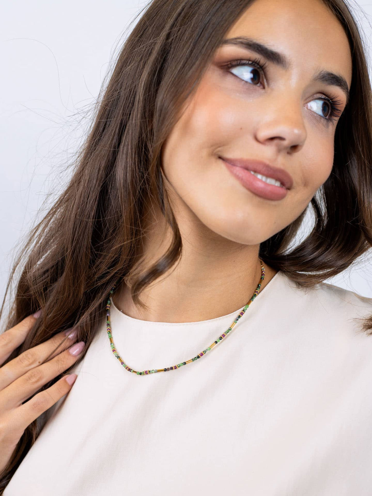 Collar extensible Spirit tubos dorados Verde Anartxy
