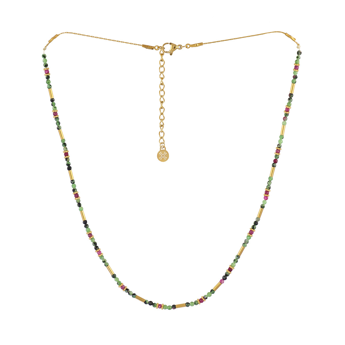 Collar extensible Spirit tubos dorados Verde Anartxy