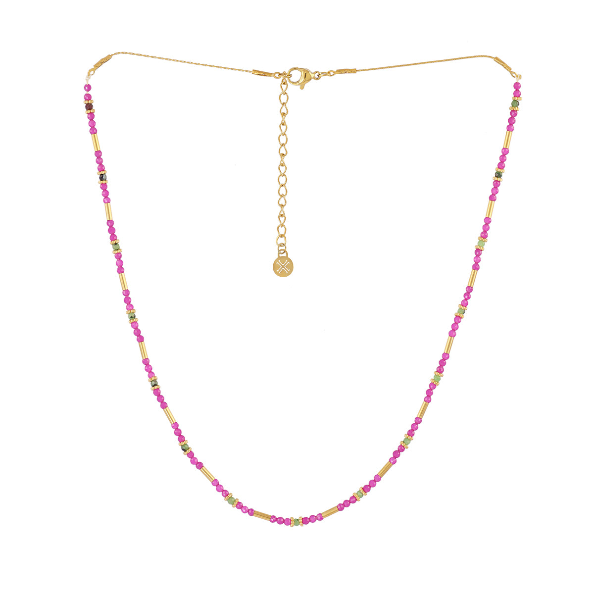 Collar extensible Spirit tubos dorados Rosa Anartxy
