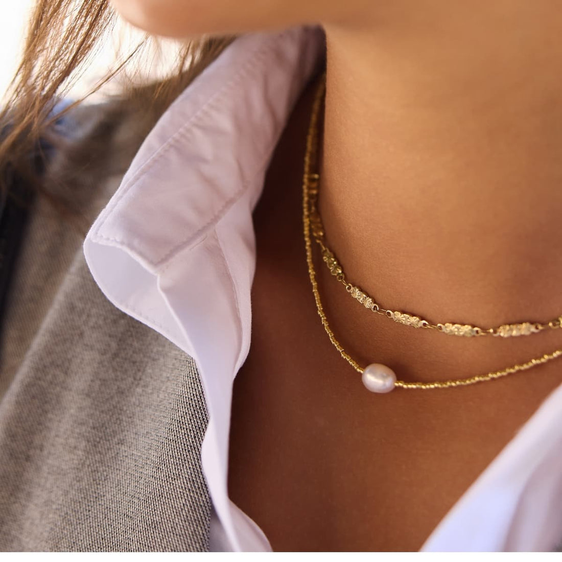 Collar Basic mini flores Dorado Anartxy